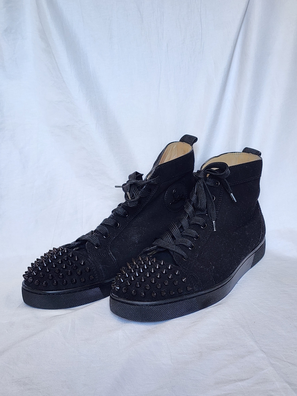 Christian Louboutin Men's Black High-Top Studded Sneakers